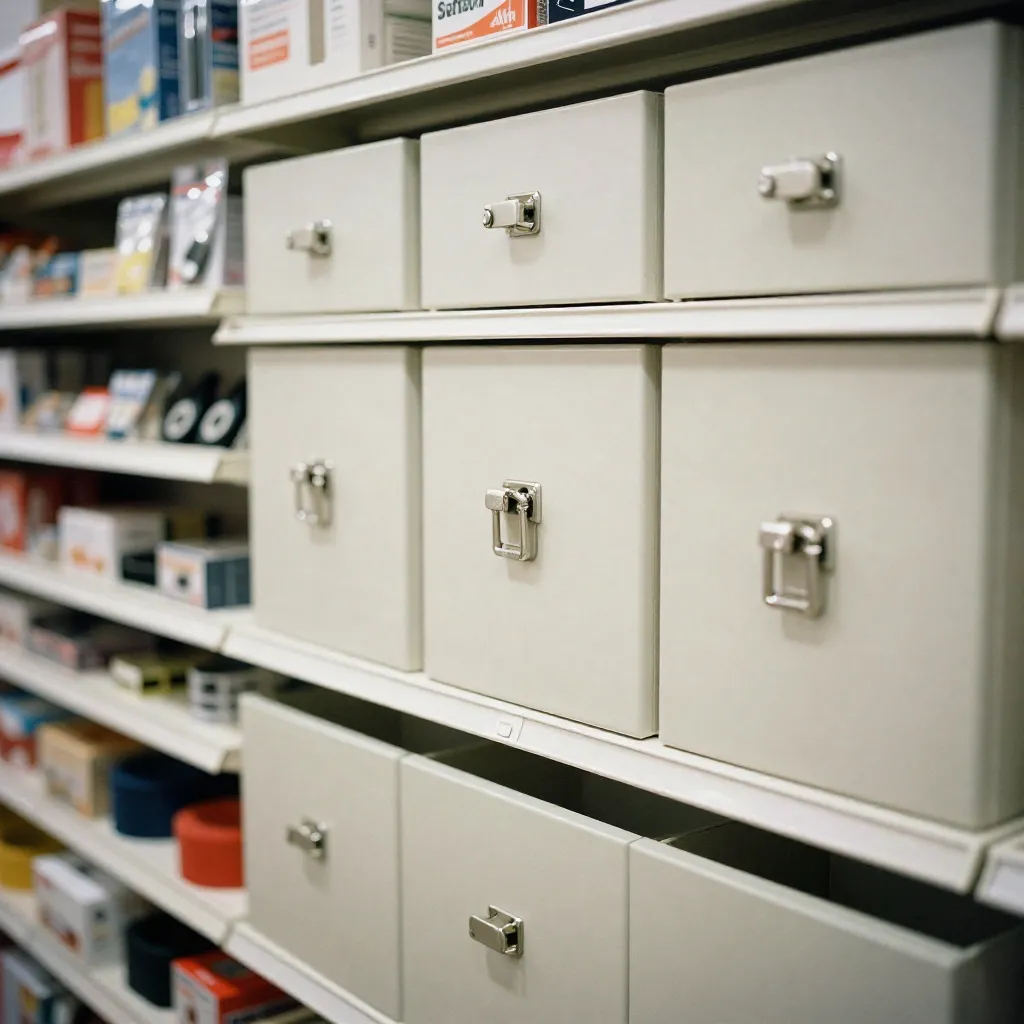 Staircase with visibility markers and handrail accessories
